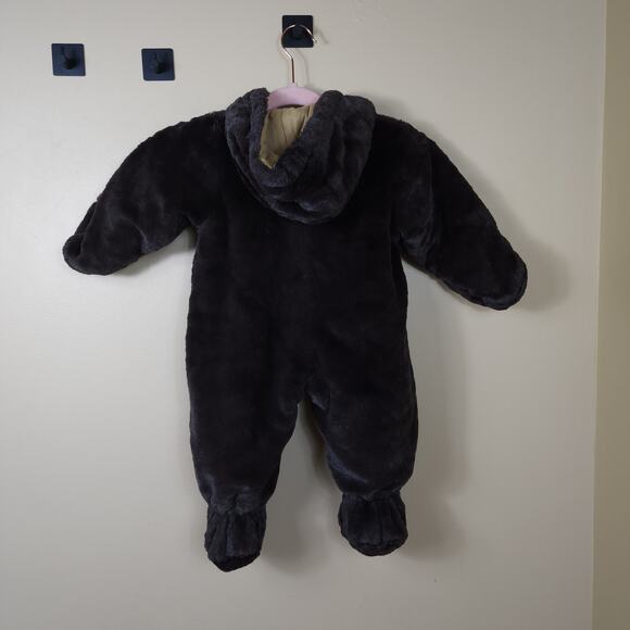La Petite Rothschild Winter Footed Brown Bear Snowsuit Size 6-9 Months - Picture 6 of 10
